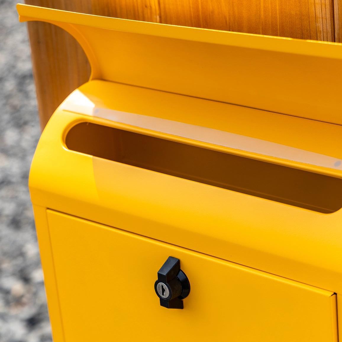 鍵付きポスト (イエロー) メールボックス 郵便受け