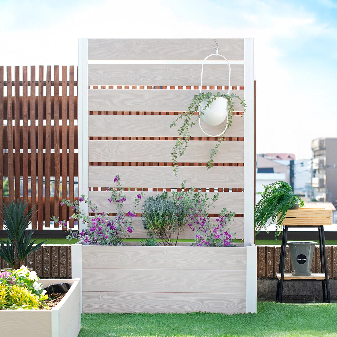 プランターフェンス (グレージュ×ブラック) H1200～1800