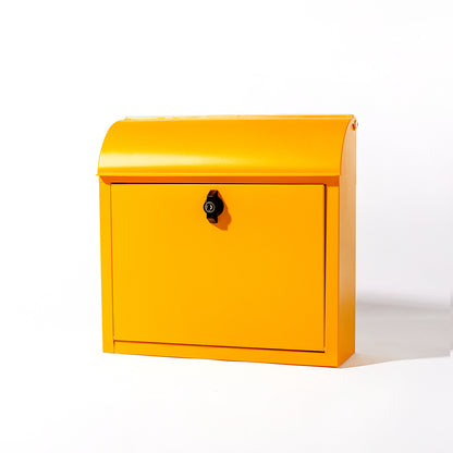 鍵付きポスト (イエロー)　メールボックス　郵便受け