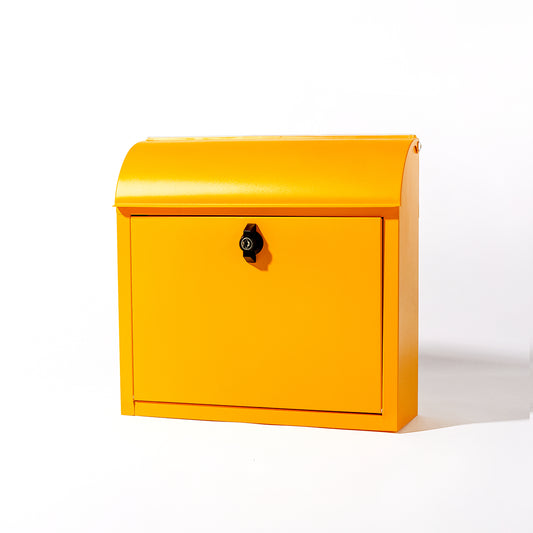 鍵付きポスト (イエロー)　メールボックス　郵便受け