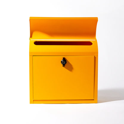 鍵付きポスト (イエロー)　メールボックス　郵便受け